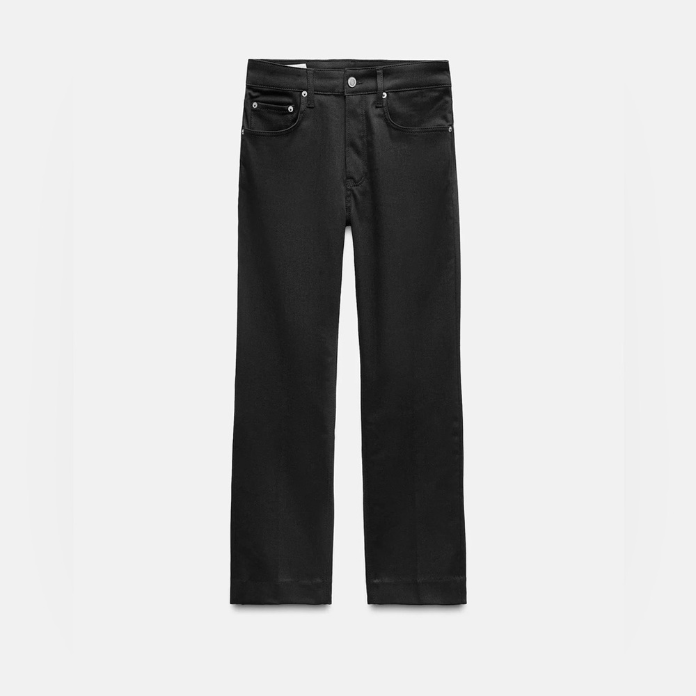 Zara High Waist Cropped Bootcut Jean - Black